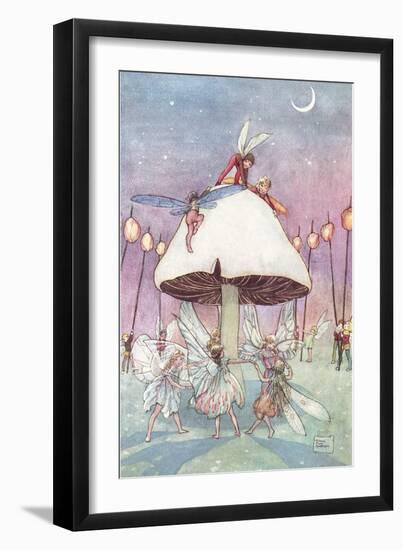 Fairies Dancing under Toadstool-null-Framed Art Print