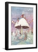 Fairies Dancing under Toadstool-null-Framed Art Print