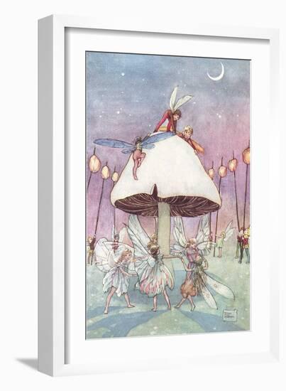 Fairies Dancing under Toadstool-null-Framed Art Print