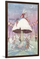 Fairies Dancing under Toadstool-null-Framed Art Print