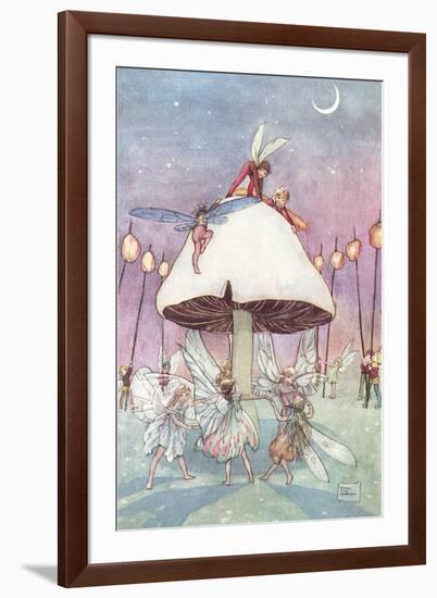 Fairies Dancing under Toadstool-null-Framed Art Print