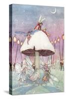 Fairies Dancing under Toadstool-null-Stretched Canvas