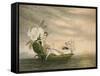 Fairies Floating Downstream in a Peapod-Amelia Jane Murray-Framed Stretched Canvas