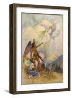 Fairies in a Mountain Landscape-Warwick Goble-Framed Art Print