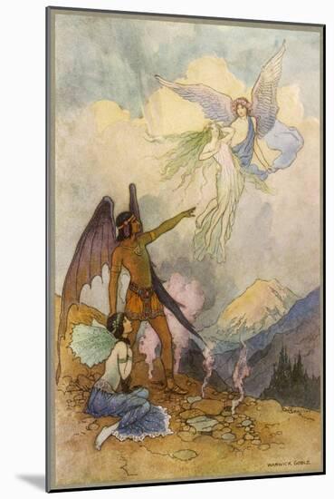 Fairies in a Mountain Landscape-Warwick Goble-Mounted Art Print