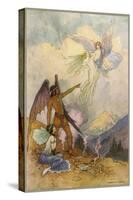 Fairies in a Mountain Landscape-Warwick Goble-Stretched Canvas
