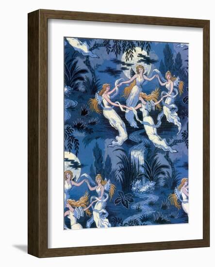 Fairies in the Moonlight, French Textile-Science Source-Framed Giclee Print