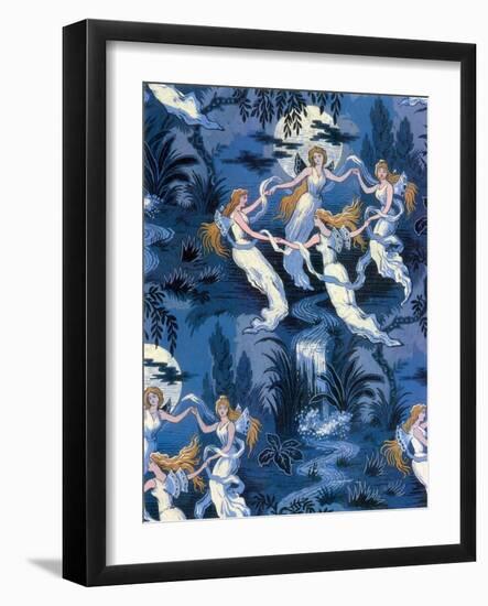 Fairies in the Moonlight, French Textile-Science Source-Framed Giclee Print