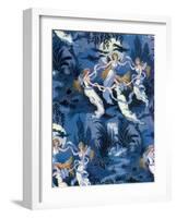 Fairies in the Moonlight, French Textile-Science Source-Framed Giclee Print