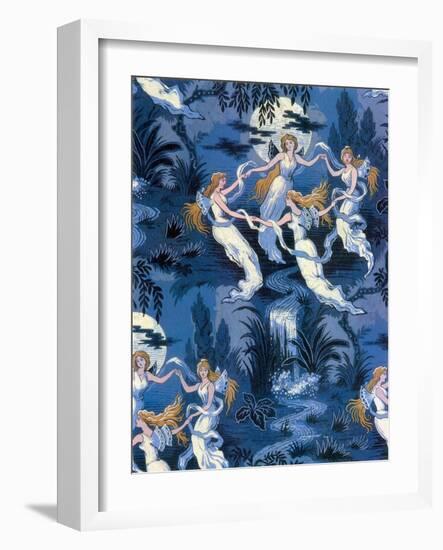 Fairies in the Moonlight, French Textile-Science Source-Framed Giclee Print