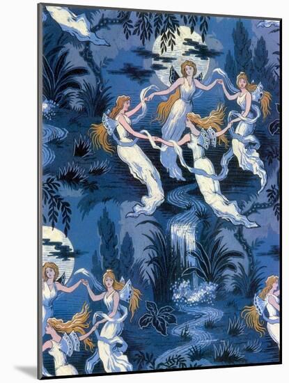 Fairies in the Moonlight, French Textile-Science Source-Mounted Giclee Print