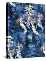 Fairies in the Moonlight, French Textile-Science Source-Stretched Canvas