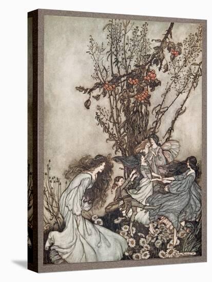 Fairies Never Say We Feel Happy , What They Say is We Fell Dancey , from Peter Pan in Kensington Ga-Arthur Rackham-Stretched Canvas