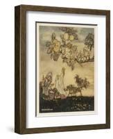 Fairies Pick Apples-Arthur Rackham-Framed Art Print