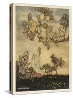 Fairies Pick Apples-Arthur Rackham-Stretched Canvas