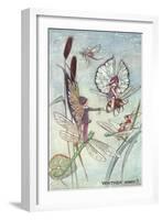 Fairies Riding Dragonflies and Bees-null-Framed Art Print