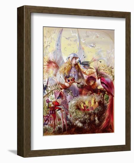 Fairies with Birds (W/C)-John Anster Fitzgerald-Framed Giclee Print