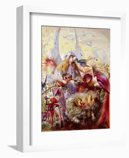 Fairies with Birds (W/C)-John Anster Fitzgerald-Framed Giclee Print
