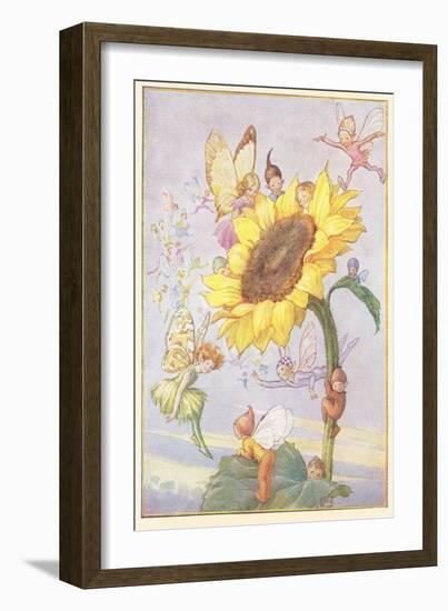 Fairies with Sunflower-null-Framed Art Print