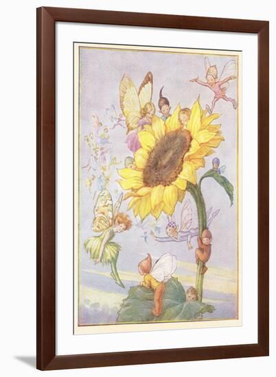 Fairies with Sunflower-null-Framed Art Print