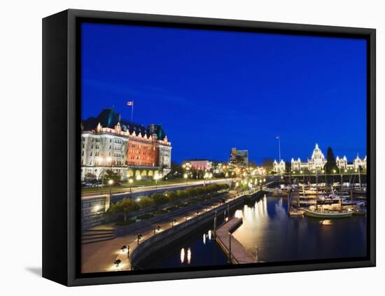 Fairmont Empress Hotel and Parliament Building, James Bay Inner Harbour, Victoria-Christian Kober-Framed Stretched Canvas