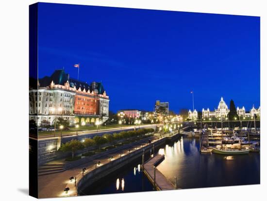 Fairmont Empress Hotel and Parliament Building, James Bay Inner Harbour, Victoria-Christian Kober-Stretched Canvas