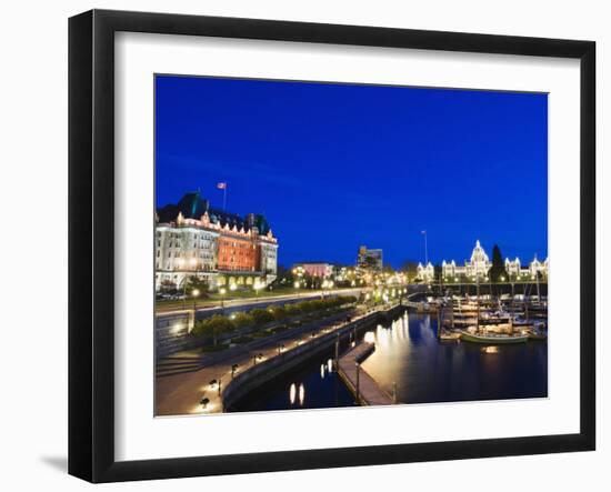 Fairmont Empress Hotel and Parliament Building, James Bay Inner Harbour, Victoria-Christian Kober-Framed Premium Photographic Print