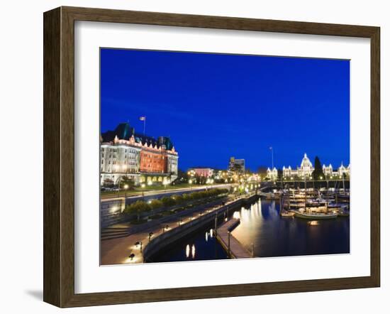 Fairmont Empress Hotel and Parliament Building, James Bay Inner Harbour, Victoria-Christian Kober-Framed Photographic Print