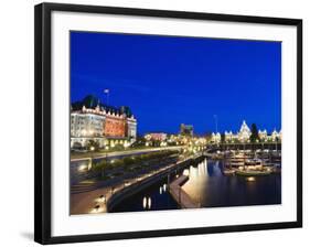 Fairmont Empress Hotel and Parliament Building, James Bay Inner Harbour, Victoria-Christian Kober-Framed Photographic Print