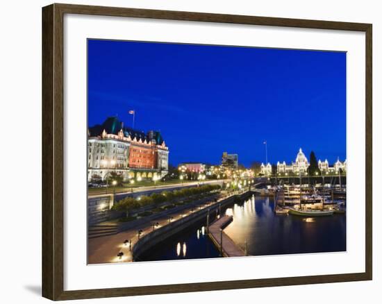 Fairmont Empress Hotel and Parliament Building, James Bay Inner Harbour, Victoria-Christian Kober-Framed Photographic Print