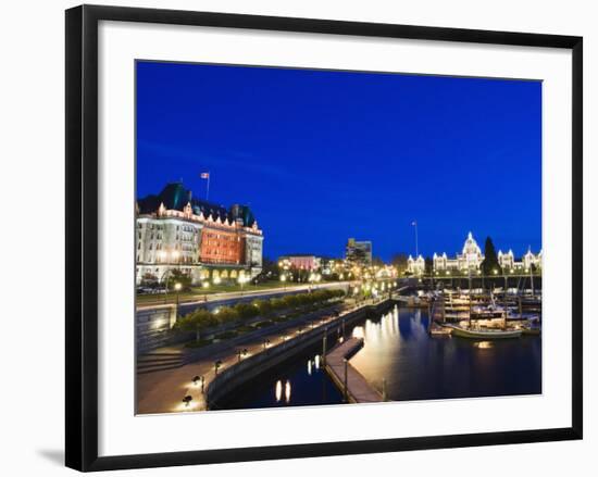 Fairmont Empress Hotel and Parliament Building, James Bay Inner Harbour, Victoria-Christian Kober-Framed Photographic Print