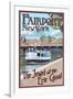 Fairport, New York - Erie Canal Scene-Lantern Press-Framed Art Print