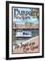 Fairport, New York - Erie Canal Scene-Lantern Press-Framed Art Print