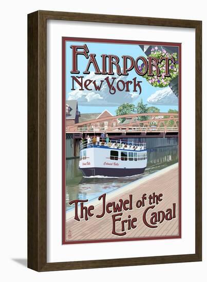 Fairport, New York - Erie Canal Scene-Lantern Press-Framed Art Print