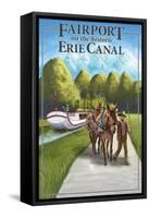 Fairport, New York - Horses Along Canal-Lantern Press-Framed Stretched Canvas