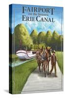 Fairport, New York - Horses Along Canal-Lantern Press-Stretched Canvas