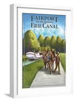 Fairport, New York - Horses Along Canal-Lantern Press-Framed Art Print