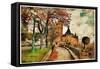 Fairy Alcazar Castle, Segovia , Spain, Picture In Painting Style-Maugli-l-Framed Stretched Canvas