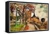 Fairy Alcazar Castle, Segovia , Spain, Picture In Painting Style-Maugli-l-Framed Stretched Canvas