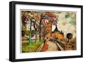 Fairy Alcazar Castle, Segovia , Spain, Picture In Painting Style-Maugli-l-Framed Art Print