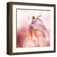 Fairy. Beautiful Girl In Blowing Dress Flying. Magic-Subbotina Anna-Framed Art Print