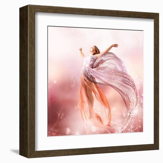 Fairy. Beautiful Girl In Blowing Dress Flying. Magic-Subbotina Anna-Framed Art Print