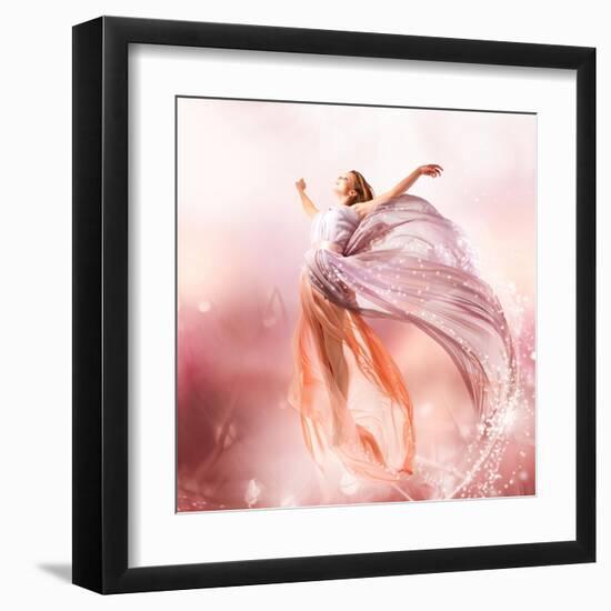 Fairy. Beautiful Girl In Blowing Dress Flying. Magic-Subbotina Anna-Framed Art Print