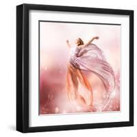 Fairy. Beautiful Girl In Blowing Dress Flying. Magic-Subbotina Anna-Framed Art Print