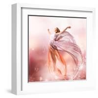 Fairy. Beautiful Girl In Blowing Dress Flying. Magic-Subbotina Anna-Framed Art Print