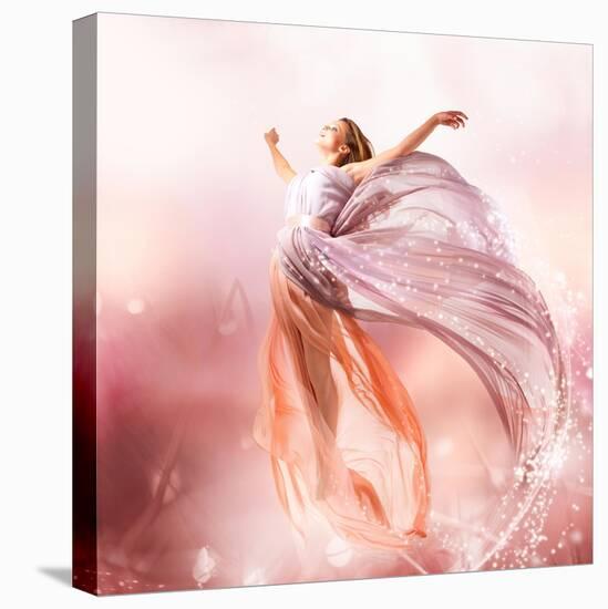 Fairy. Beautiful Girl In Blowing Dress Flying. Magic-Subbotina Anna-Stretched Canvas