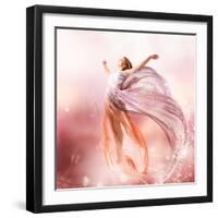 Fairy. Beautiful Girl In Blowing Dress Flying. Magic-Subbotina Anna-Framed Art Print