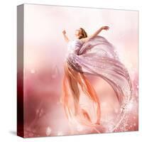 Fairy. Beautiful Girl In Blowing Dress Flying. Magic-Subbotina Anna-Stretched Canvas