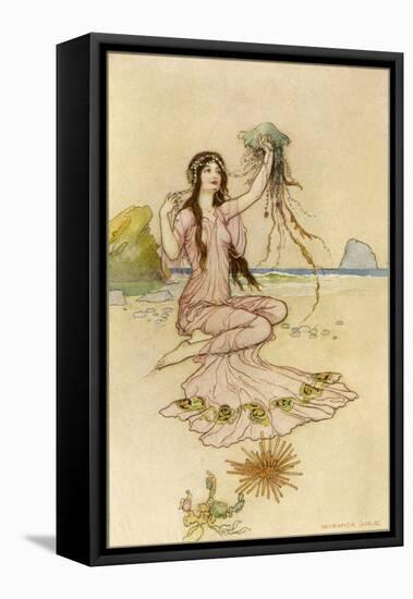 Fairy by the Sea-Warwick Goble-Framed Stretched Canvas