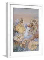 Fairy Crossing a Spider's Web Whist Another Daffs His Cap-Peg Maltby-Framed Art Print